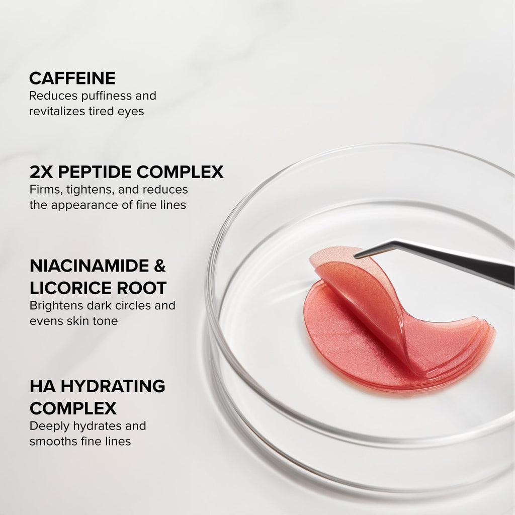 DRMTLGY Brightening Eye Masks (30 Pairs) - Caffeine Eye Masks for Dark Circles and Puffiness with Hyaluronic Acid, Eye Patches for Puffy Eyes