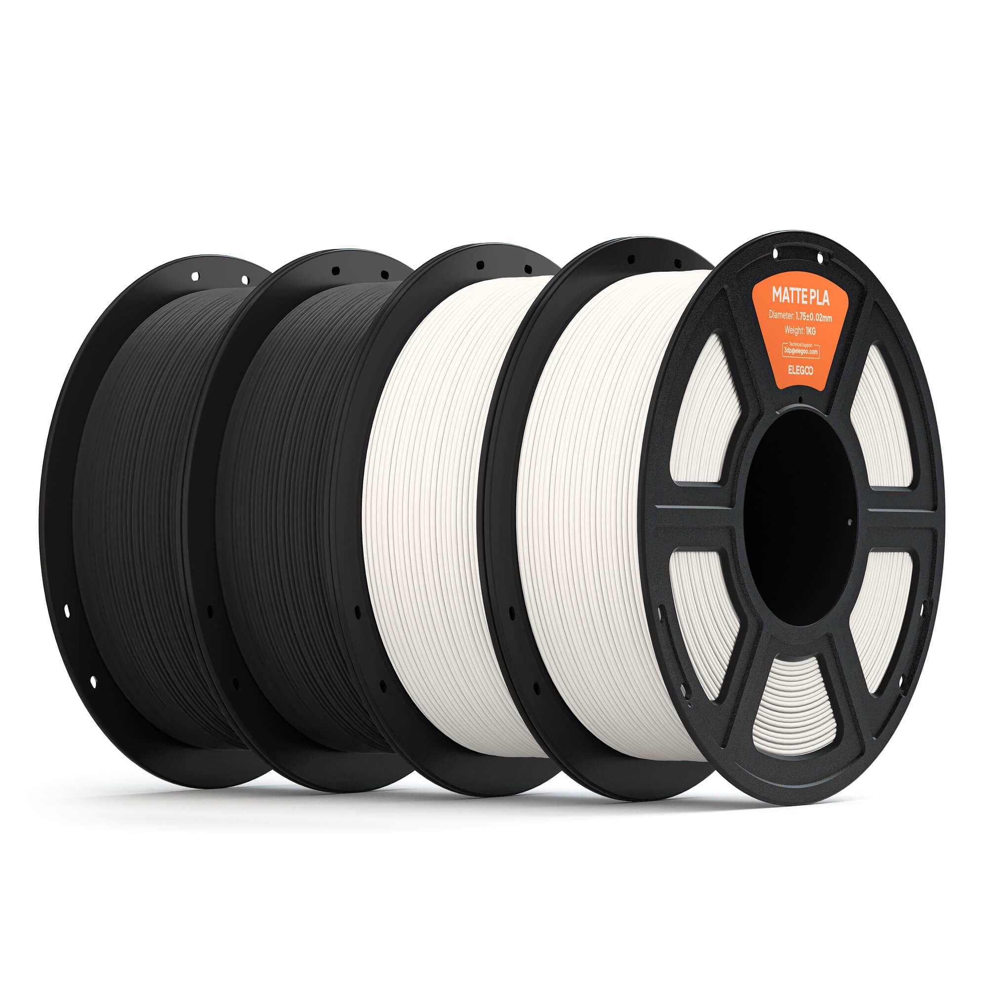 ELEGOO Matte PLA 3D Printer Filament 1.75mm Black/White 4KG