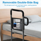 JOYCUDDLE Bed Rails for Elderly Adults Safety - Height Adjustable Bed Assist Rail for Seniors, Stable Bedside Handle with Non-Slip Grip & Pocket, Fits King Queen Full Twin Bed (Black)