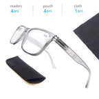 OLOMEE Blue Light Blocking Reading Glasses Mens Large Wide Oversized Square Computer Readers Glasses +1.75 for Men with Big Head/Large Face 4 Pack