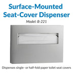 Bobrick 221 Stainless Steel Toilet Seat Cover Dispenser, 15 3/4 x 2 x 11, Satin Finish