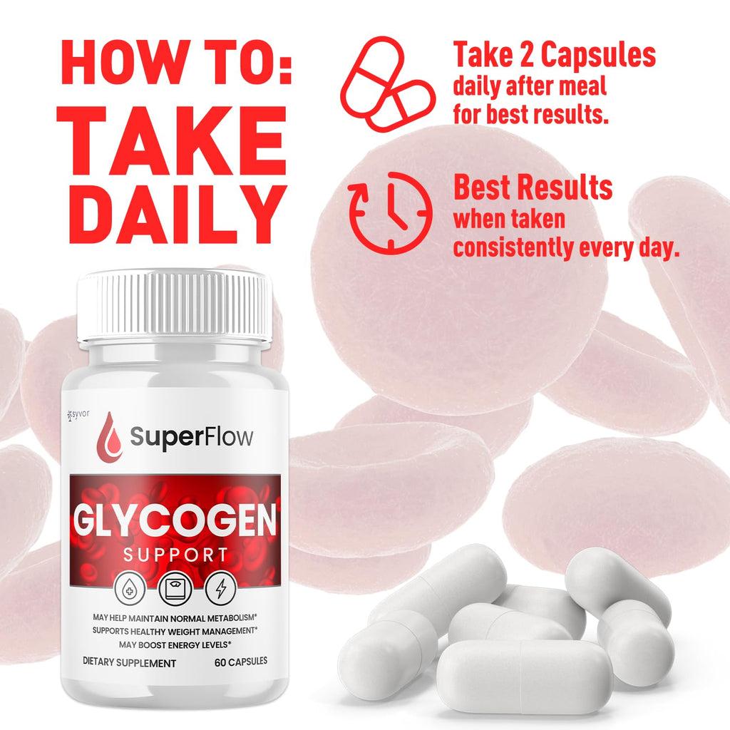 (2 Pack) Super Flow Glycogen Support, Official SuperFlow Advanced Formula Glyco Optimizer Capsules, All Natural Super Flow Pills, Daily Wellness Supplement to Support Healthy Balance (120 Capsules)