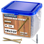 Deck Screws 2-1/2 Inch, #10 x 2-1/2, 5lb, 385Pcs Rust Resistant, Brown Epoxy Coated, Outdoor Screws, Torx/Star Drive, T25 Bit