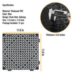 12 Pcs Drainage Mat Modular Interlocking Cushion 11.8" x 11.8" Garage Floor Tiles Non-Slip Splicing Rubber Floor Tiles for Drain, Deck, Pool, Outdoor/Indoor (Black)