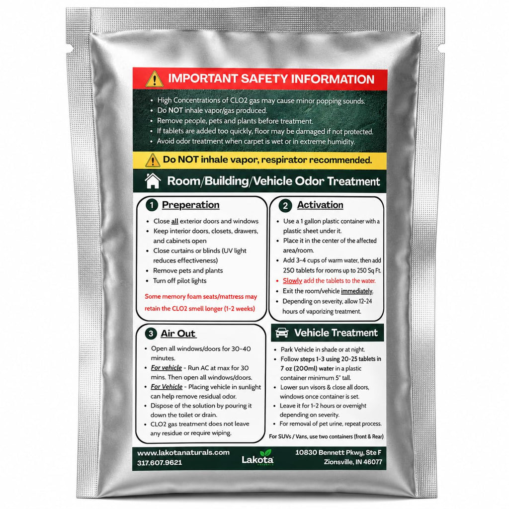 CLO2-ODOR Chlorine Dioxide Tablets - 500 x 1g (1.1 Pound) Best Value! Heavy Duty Chlorine Dioxide Odor Removal for Homes, Rooms, Cars, Trucks, Rvs, Vehicles, Buildings and More!