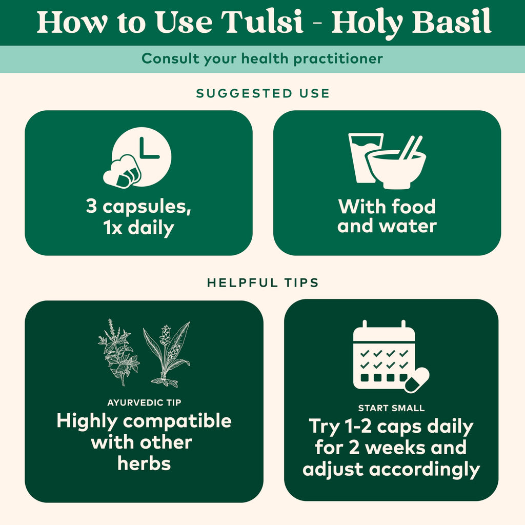 ORGANIC INDIA Tulsi Herbal Supplement - Holy Basil, Immune Support, Adaptogen, Supports Healthy Stress Response, Vegan, Gluten-Free, Kosher, USDA Certified Organic, Non-GMO - 180 Capsules