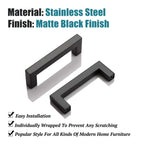 KNOBWELL 6 Pack 3-1/2 inch Black Kitchen Cabinet Door Handles, Stainless Steel T Bar Dresser Drawer Pulls - Hole Centers 3.5 inch(90mm), Overall Length 4 inch