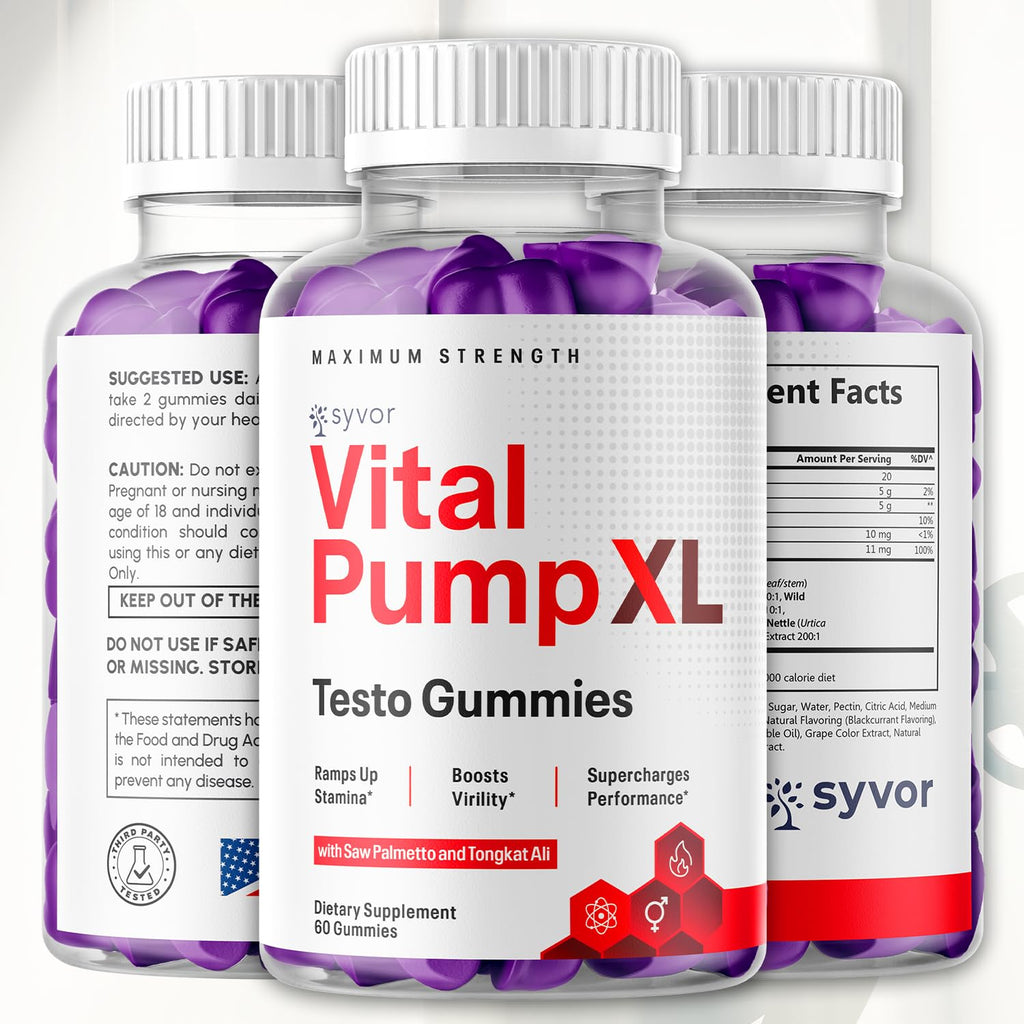(3 Pack) Vital Pump XL Gummies, Official VitalPumpXL Gummys with All Natural Ingredients, Advanced Formula Support Supplement with Max Strength Premium Vitamins for Your Active Lifestyle (180 Gummies)
