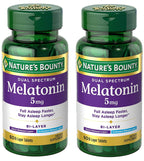 Nature's Bounty Melatonin 5mg Dual Spectrum, 100% Drug Free Sleep Supplement, Quick Release and Extended Release, Promotes Relaxation and Sleep Health, 60 Bi-Layer Tablets (Pack of 2)