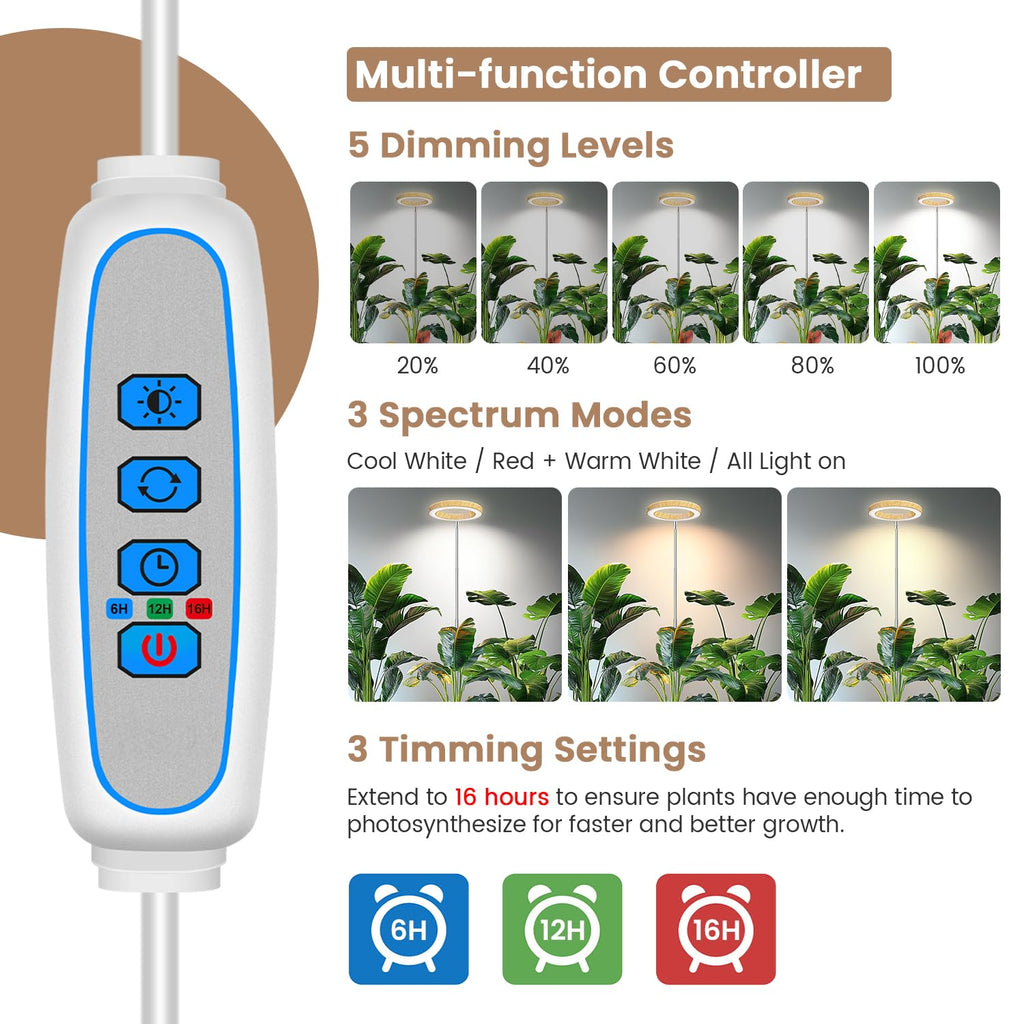 Kullsinss 6.3in Grow Lights for Indoor Plants, Full Spectrum Plant Light
