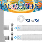 3 Pcs 1.25" Pool Hose, 59" Long Accessory Pool Pump Replacement Hoses, Compatible with All Above Ground Pool Filter Pumps that Use 1 1/4 Diameter Hoses