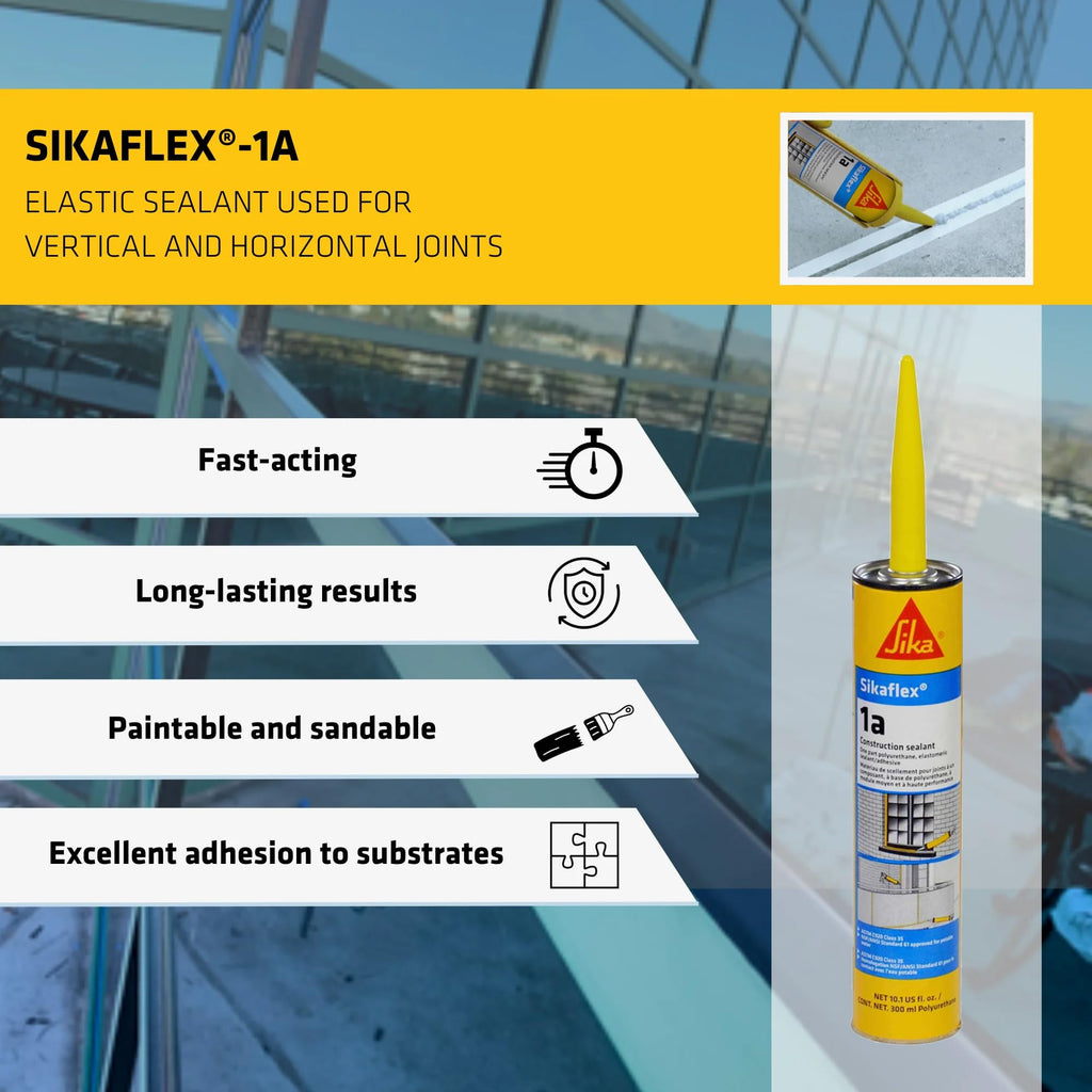 Sikaflex 1a Kit - One Component, Flexible, Non Sag, Polyurethane Concrete and Masonry Sealant for Vertical and Horizontal Surfaces, Sikaflex 1a 10 oz (Aluminum Gray, Pack of 12)