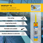 Sikaflex 1a Kit - One Component, Flexible, Non Sag, Polyurethane Concrete and Masonry Sealant for Vertical and Horizontal Surfaces, Sikaflex 1a 10 oz (Aluminum Gray, Pack of 12)