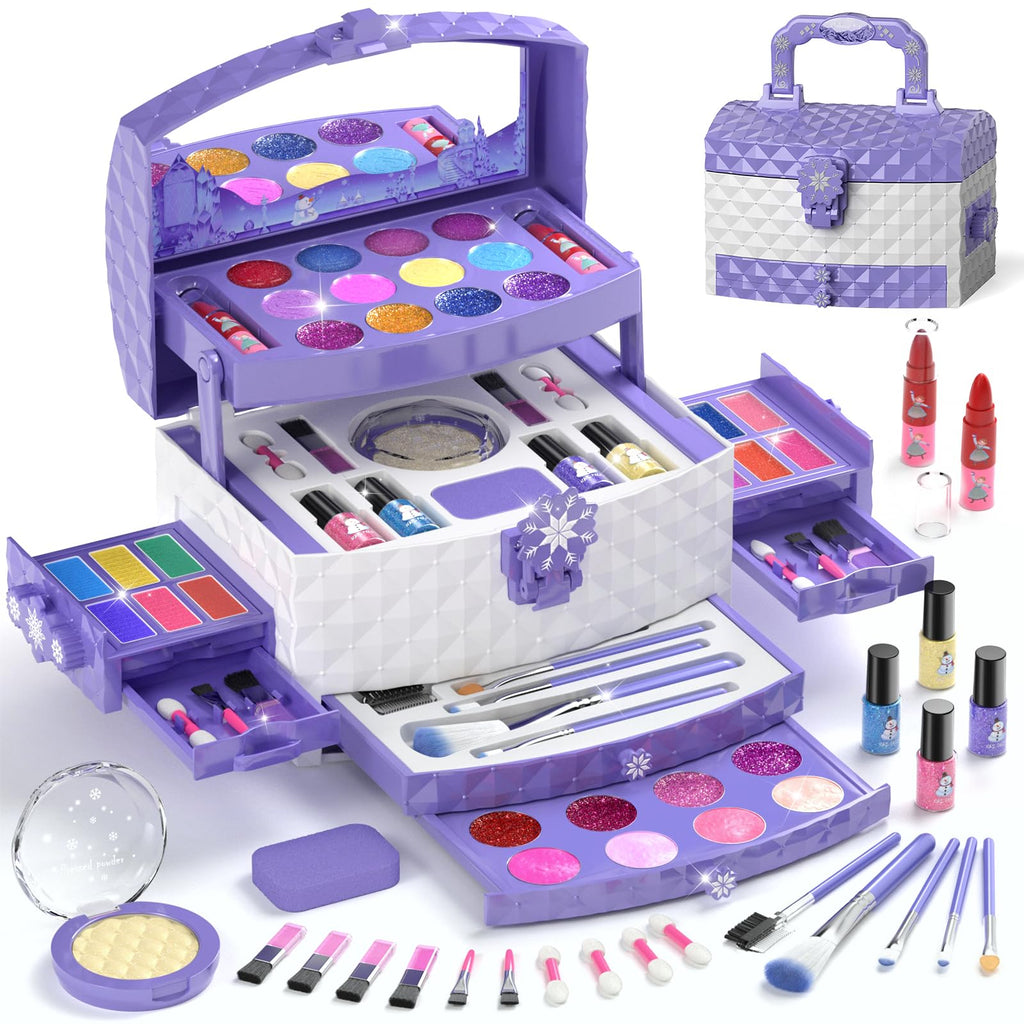 56 Pcs Kids Makeup Set for Girls, Washable Real Cosmetic Toddler Makeup Kit