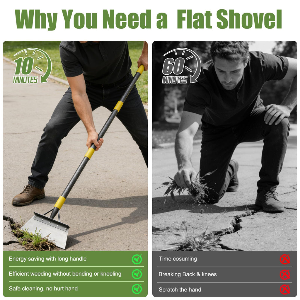 Floor Scraper Long Handle Heavy Duty, 60" Metal Ice Scraper for Driveway, Multifunctional Weed Scraper for Weed Cleaning Edging Trenching & Removing Snow Ice Dirty Moss