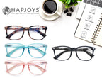 HAPJOYS Reading Glasses Women Blue Light Blocking Lightweight Computer Readers +0.75 Square Cheaters Reading Glasses 4 Pack Anti Glare Reduce Eyestrain Protect Eyes