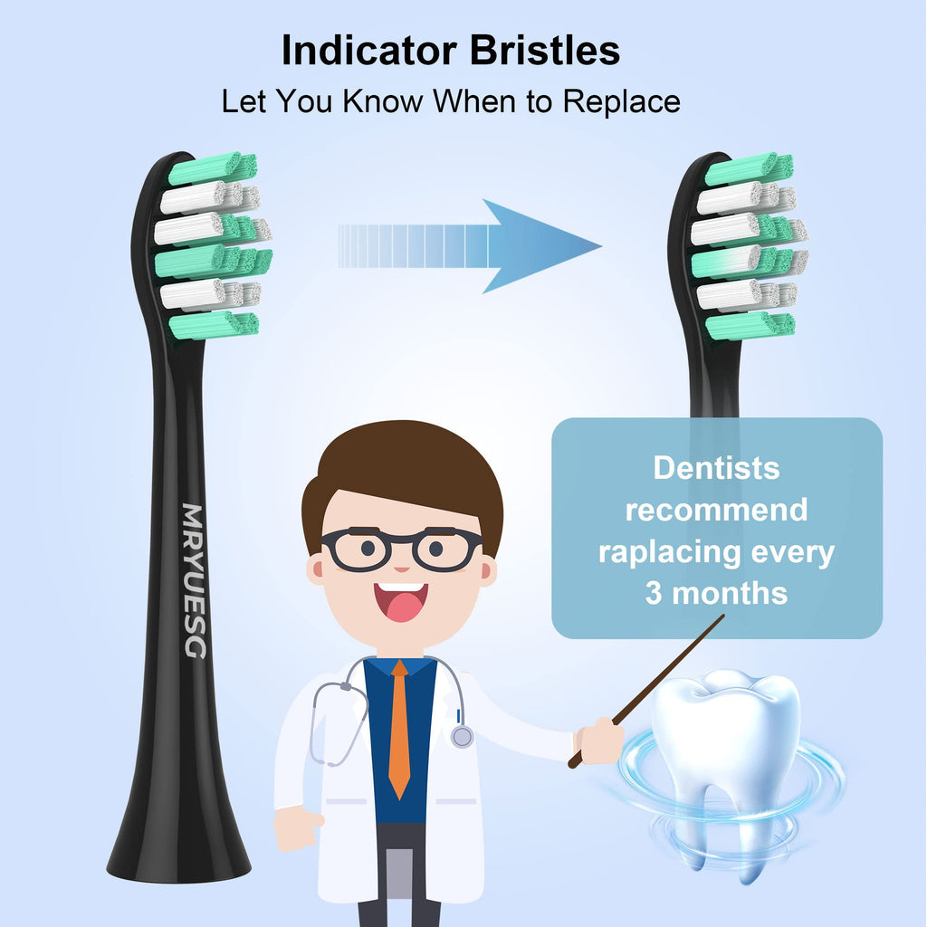 MRYUESG Replacement Heads Compatible with Philips Sonicare 10 Pack, 5 White + 5 Black, MRYUESG Electric Tooth-Brush Head for Phillips