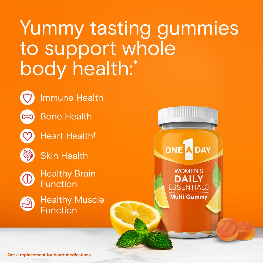 One A Day Women’s Daily Essentials Multivitamin Gummies, Multivitamin for Women, Zinc, Immune Support, Cool Lemonade Naturally Flavored, 120 Gummies