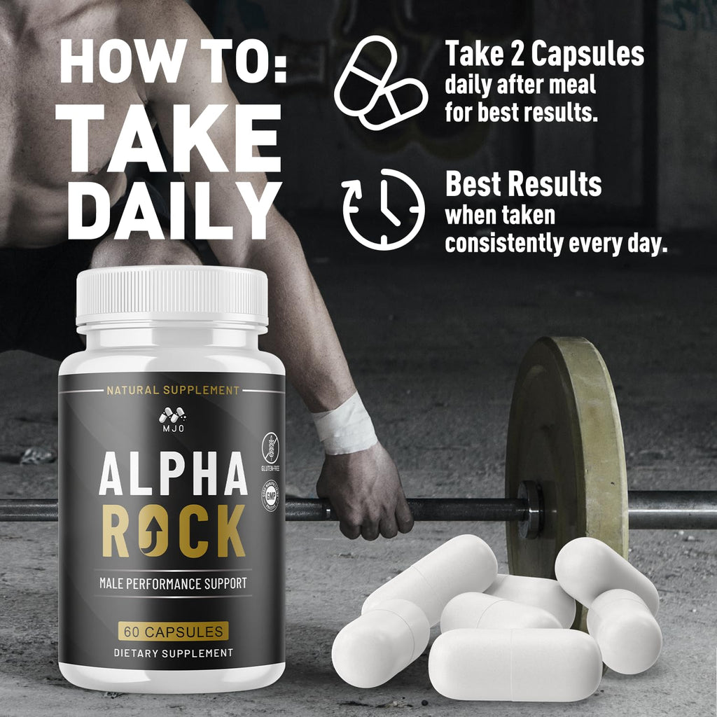(3 Pack) Alpha Rock Pills for Men, Official Alpha Rock Male Performance Capsules with Natural Ingredients Max Strength Supplement with Premium Vitamins Support Optimal Wellness & Health (180 Capsules)