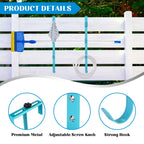 2Sets Blue Four Pool Pole Hooks Hangers, Adjustable Heavy Duty 4 Fence Hooks for Pool Poles Equipment, Pool Tool Holder for Telescopic Poles Skimmers Vacuum Hose Nets Brushes Swimming Pool Accessories