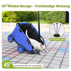 AESRAOU Mini Dog Strollers for Mini Pets, Foldable Multifunctional Shopping Carts with Extendable Pull Handle, Doggie Wagon Built-in Cushion and Safety Rope with Storage Bag (Blue)