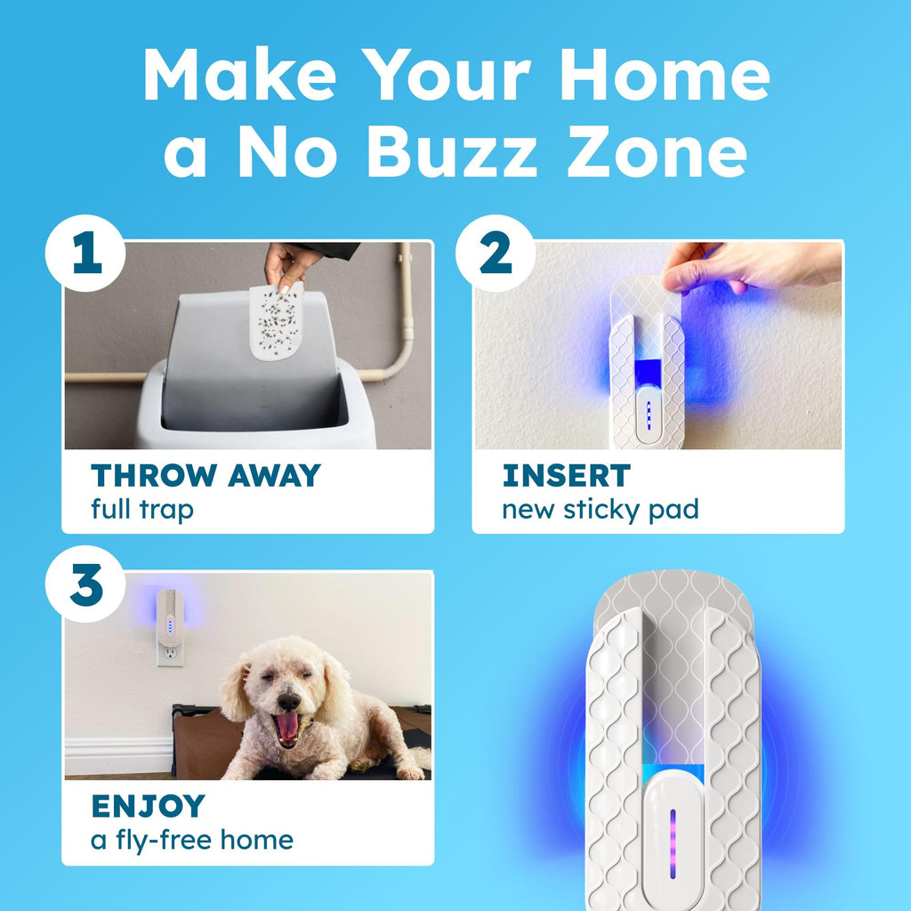 BugMD No Buzz Zone Refiller Pad (6 Refills) - Extra-Strong Adhesive Traps, Indoor Insect Trap Refill, No Harsh Chemicals, Household Friendly, Fly Trap Refill, Flea Trap Refills, Bug Trapper