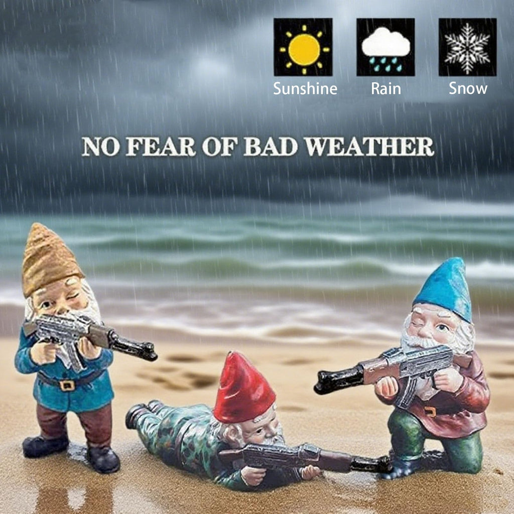 BESTJYC Garden Gnomes with Guns, 5.9in Garden Gnomes Outdoor, Military Gnome with Gun, Gnome Decorations for Yard, Indoor Outdoor Halloween Christmas Thanksgiving Gifts (3red)