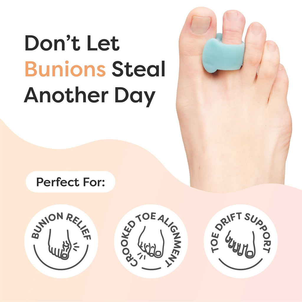 ZenToes Gel Toe Separators for Overlapping Toes, Bunions, Big Toe Alignment, Corrector and Spacer - 4 Pack (Blue)
