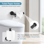 TQKAG Matte Black Bathroom Hardware Set 5 Pieces, SUS304 Stainless Steel Towel Bar Set Round Bathroom Towel Rack Set Wall Mounted