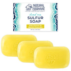 Natural Elephant Dead Sea Sulfur Soap 4.4 oz with Dead Sea Salt, Aloe Vera, Sulphur Face and Body Cleanser Bar for All Skin Types (3 Pack (13.2 oz Total))