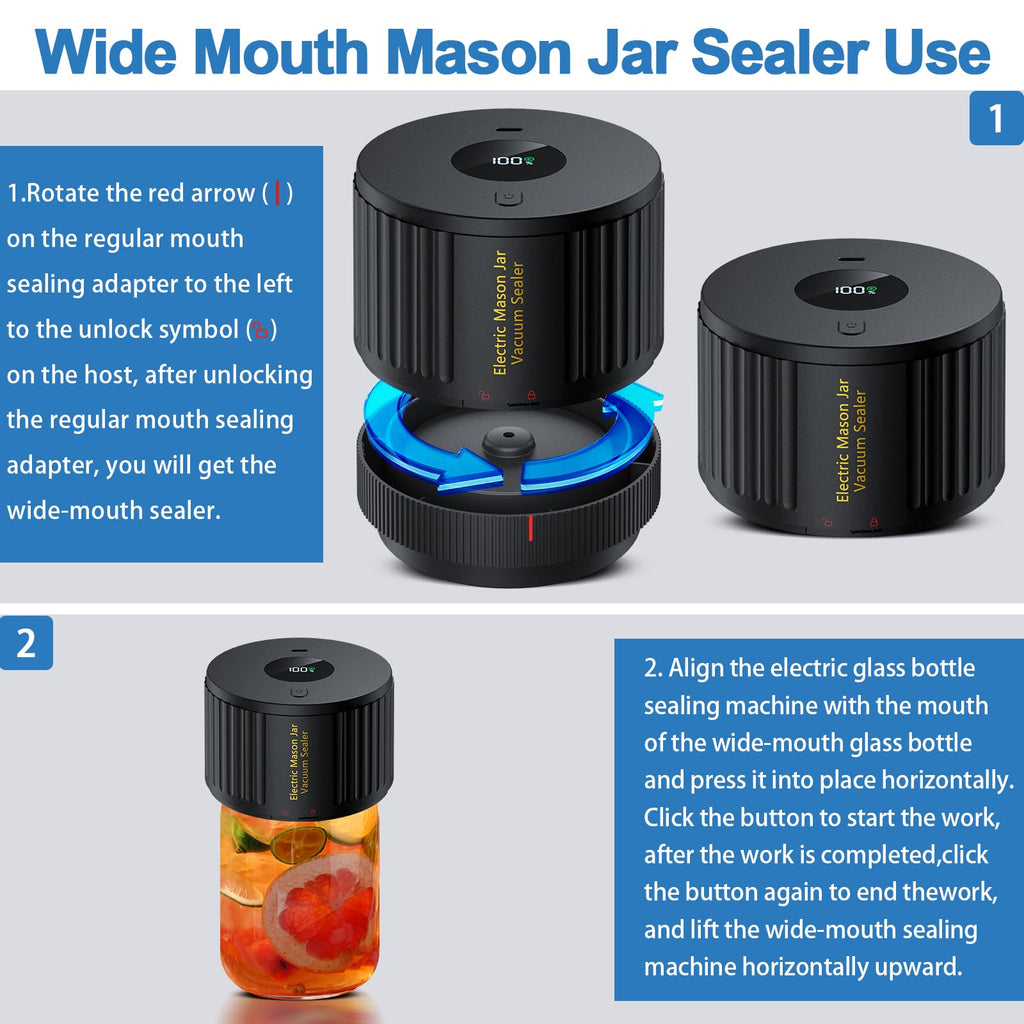 LOVE MOMENT Electric Mason Jar Vacuum Sealer Kit with One Touch Auto-Pause