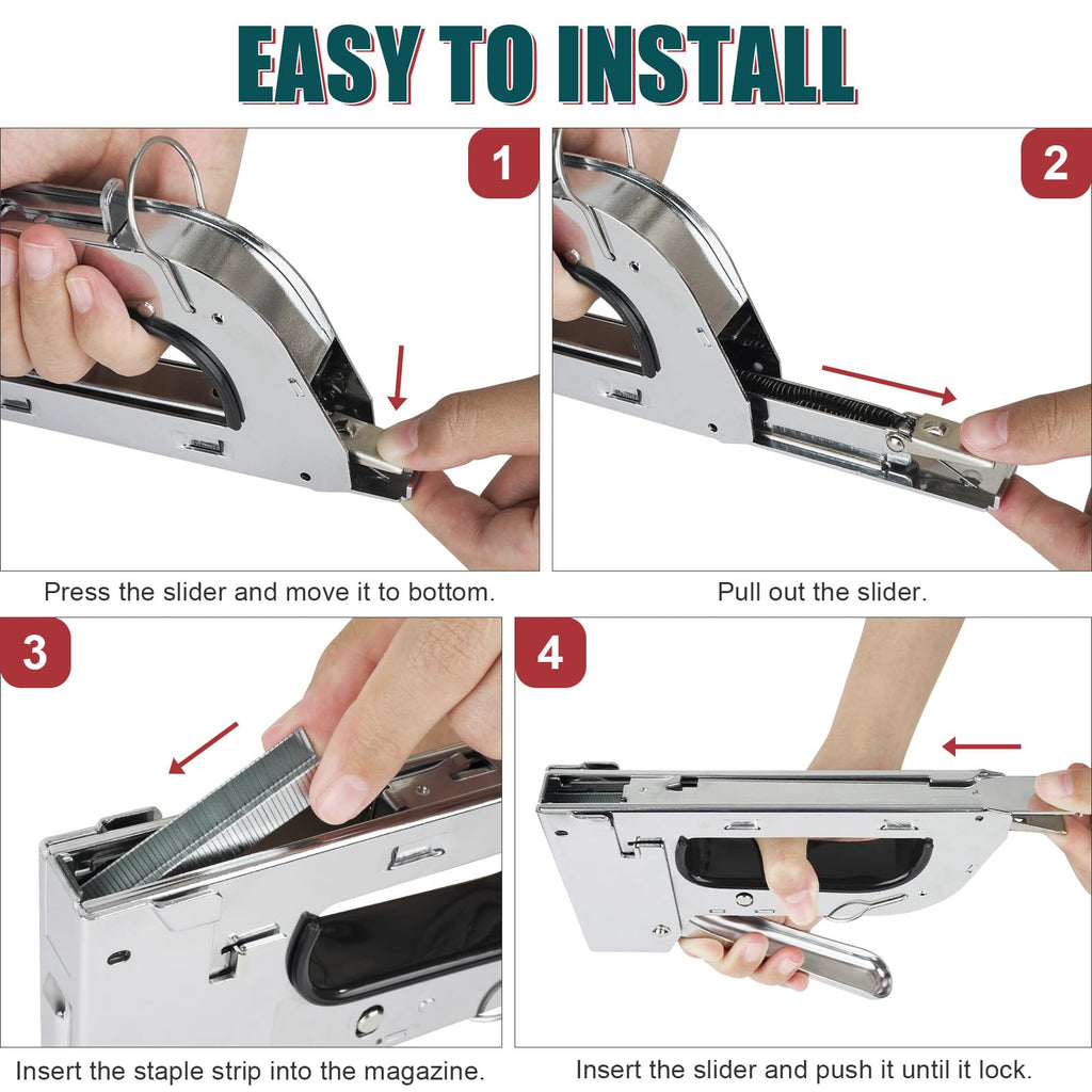 NEU MASTER Staple Gun for Wood, All Steel Staple Gun with 4000Pcs Staples, Upholstery Staples Gun for Fixing Material, Decorating, Woodworking, Furniture