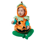 Spooktacular Creations Deluxe Pumpkin Costume with Plush Green leaves for Toddler, Kids Halloween Dress Up, Pumpkin Themed Party (3T)