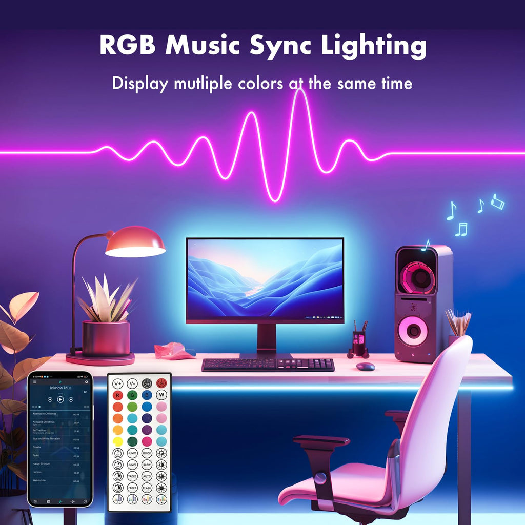 YILINM LED neon Lights,50FT RGB Neon Rope Lights,with Remote Control/APP Control,Music Sync,Timer Function,IP67 Waterproof Flexible Neon Strip Lights,for Bedroom Gaming Outdoors Decor