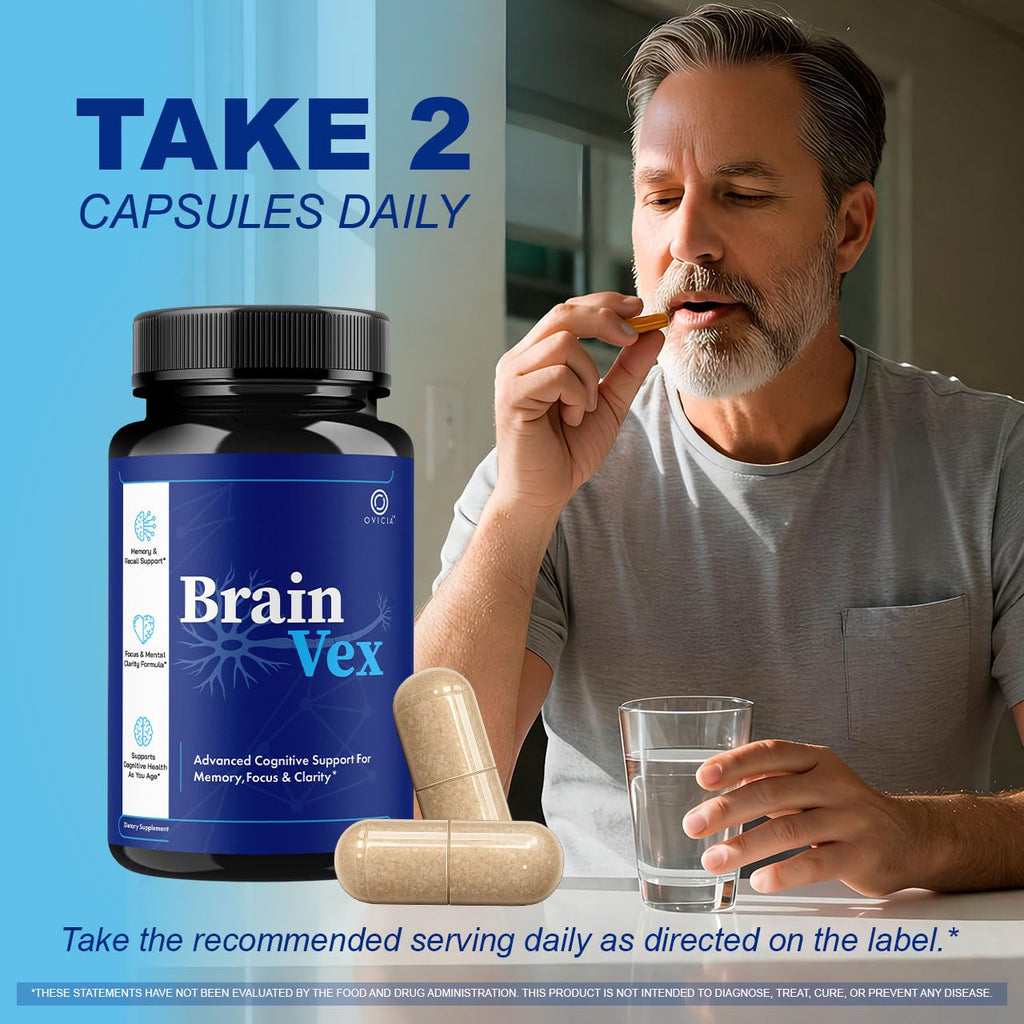 (2 Pack) Brain Vex Capsules - BrainVex Pills with All Natural Ingredients, Advanced BrainVex Capsules Overall Health and Wellness Vitamin Supplement Formula for Max Strength, 120 Capsules for 2 Months
