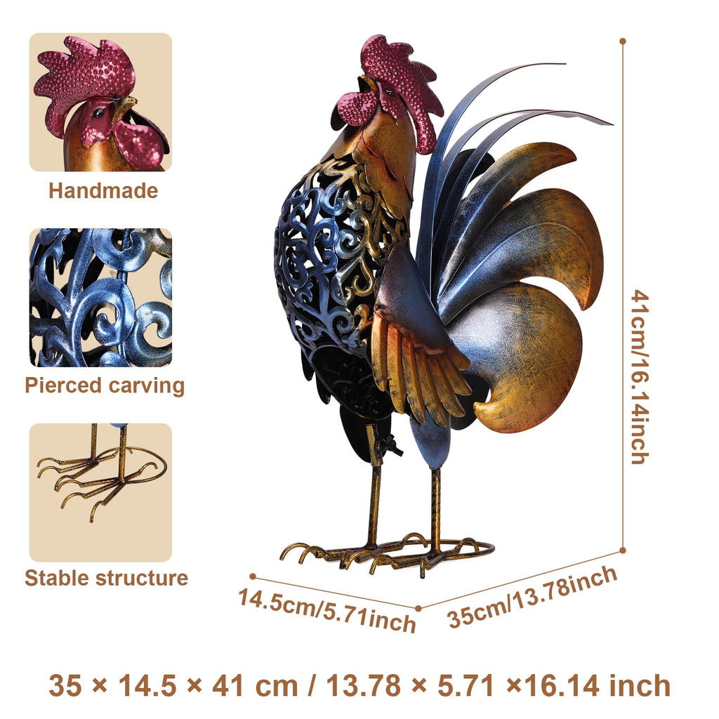 Mloarts Metal Rooster Garden Statue