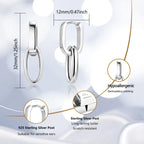 Silver Dangle Double Hoop Earrings For Women Paperclip Linik Chain