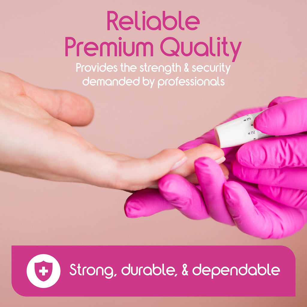 Inspire Pink Gloves Disposable Latex Free | Nitrile Pink Glove Hair and Nail Salon, Esthetician Nitrile Disposable Gloves (10 Boxes Of 100 (Case of 1000), Large)