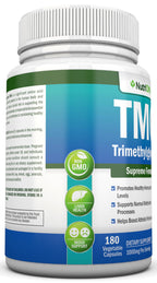 TMG Trimethylglycine Supplement - 1000mg - 180 Capsules - Premium Pure Betaine Anhydrous - Supports Normal Homocysteine & Blood Pressure Levels - Promotes Methylation Processes - Non-GMO Formula