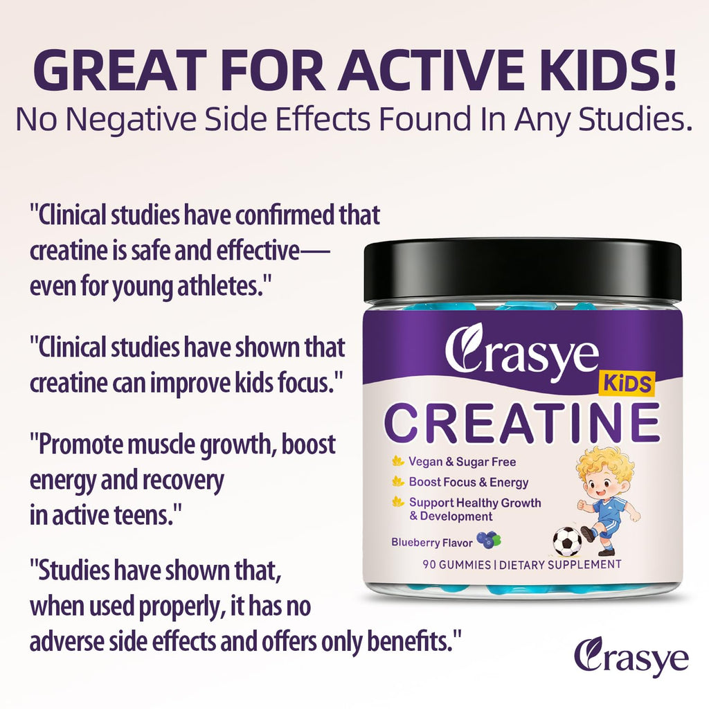 Crasye Creatine Gummies for Kids and Teens with Vitamin B12