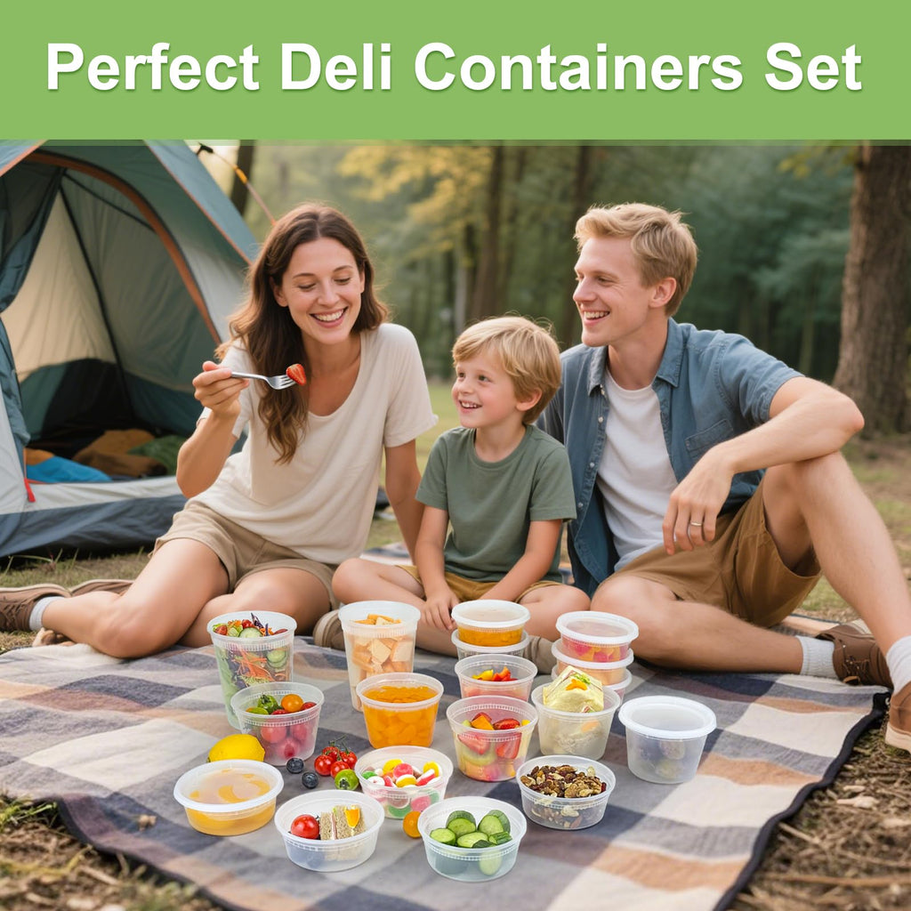 Dipoo 60 Sets (120-Piece) Deli Containers with Lids 8 oz, Leak-Proof & BPA Free Airtight Takeout Plastic Food Storage Containers for Soup, Freezer/Microwave/Dishwasher Safe