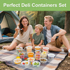 Dipoo 60 Sets (120-Piece) Deli Containers with Lids 8 oz, Leak-Proof & BPA Free Airtight Takeout Plastic Food Storage Containers for Soup, Freezer/Microwave/Dishwasher Safe