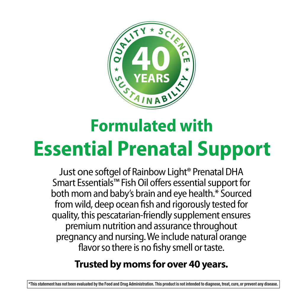 Rainbow Light Prenatal DHA Vitamins for Women | 180 Softgels | Ultra Omega 3 Fish Oil (EPA & DHA) | Supports Brain & Eye Health for Mom and Baby | for Pregnancy & Nursing