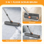 SetSail Floor Scrub Brush, 3 in 1 Floor Scrub Brush with 54-in Adjustable Long Handle and Scraper Heavy Duty Stiff Bristle Floor Scrubber for Cleaning Shower Bathroom Kitchen Patio Garage, Grey&Orange