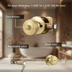 NCSEN 3 Pack Gold Door Knobs,Interior Door Knob with Lock,Coastal Style Satin Brass Door knob for Privacy and Bedroom