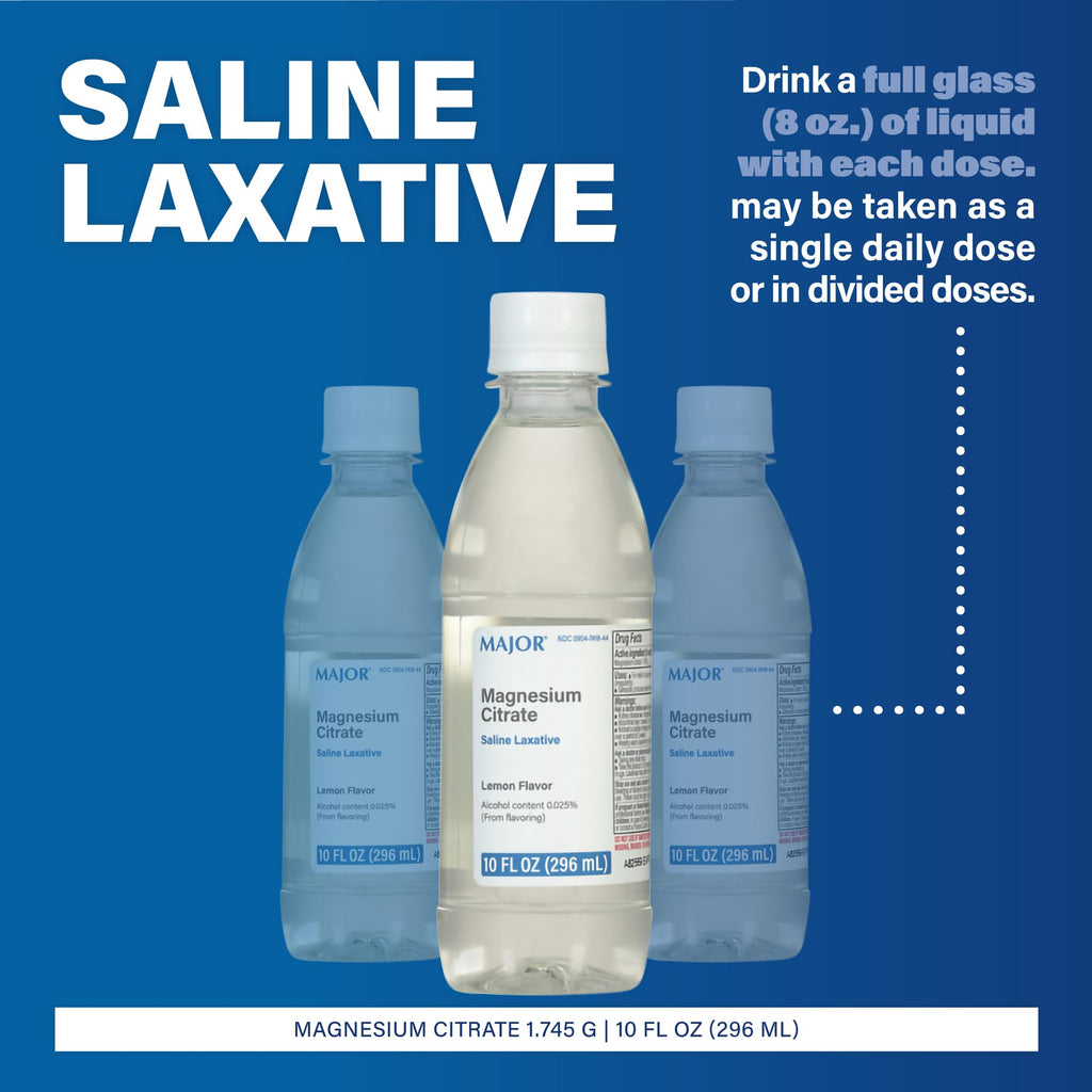 MAJOR Magnesium Citrate Saline Laxative - Helps Relieve Occasional Constipation (Irregularity) - Lemon Flavor - 10 Fl. Oz. (6 Pack)