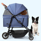 Dog Stroller for Large & Medium Dogs (20–132 lbs), Pet Stroller for 2 Small Dogs, Cat Strollers for 2 Cats, Extra Large Heavy Duty, Foldable & Fully Ventilated Design, Blue