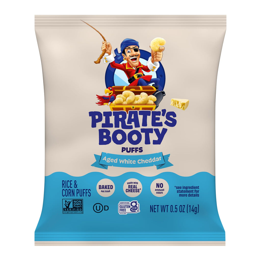 PIRATE'S BOOTY Aged White Cheddar Cheese Puffs Bags, .5 oz (24 Count)