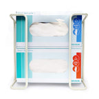 Glove Box Holder Wall Mount Dispenser for 2 Boxes, Powder Coated Metal Rack for Disposable Gloves and Tissue, Organizer for Kitchen, Lab, Garage, Hardware Included, White - Safety Supply Mart