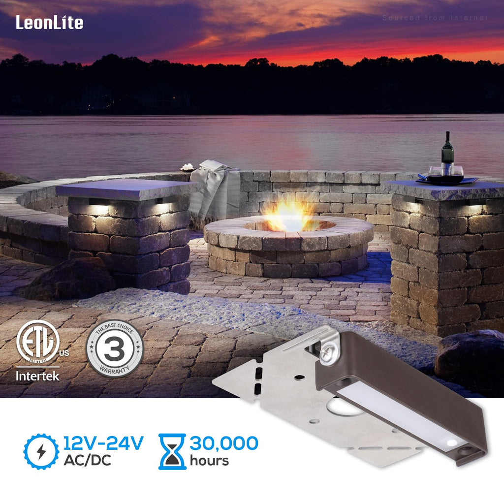 LEONLITE 8-Pack 4 Inch LED Hardscape Lighting, Update Retaining Wall Lights, LED Landscape Lighting, 12-24V AC/DC Paver Light Low Voltage, 1W/2W/3W Dimmable Outdoor Step Lights, 5000K Daylight, ETL